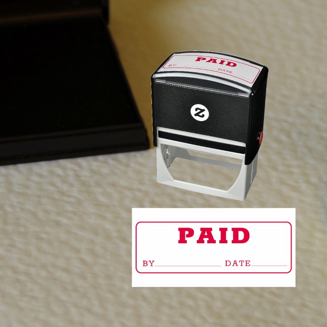 Sello Automático Office de cuenta PAID Caja de negocios simple (PAID Red Ink Rubber Stamp)