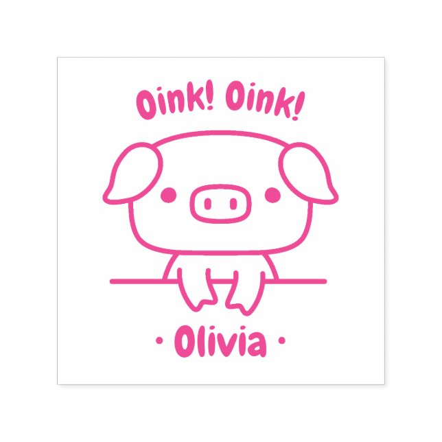 Sello Automático Oink Oink, Cerdito lindo, nombre de Chicas (Diseño)