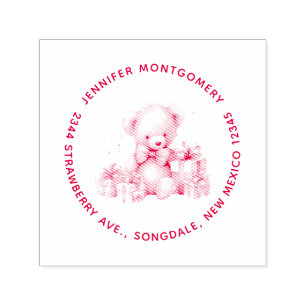 Sello Automático Oso de peluche con regalo de Navidad