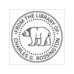 Sello Automático Oso Rústico #6B Nombre de libro de biblioteca redo
