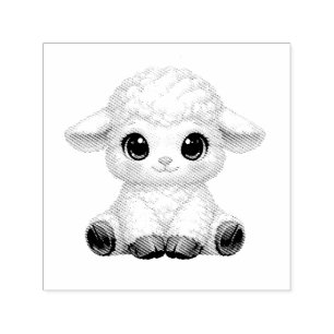 Sello Automático Oveja Feliz y Adorable con Ojos Grandes Animal de