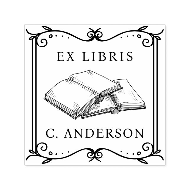 Sello Automático Página del Libro de Ex Libris de la Biblioteca Per (Diseño)