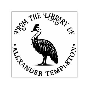 Sello Automático Pájaro Casuario Australia Biblioteca Nombre del Li