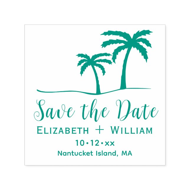 Sello Automático Palm Trees Tropical Save the Date Name Date (Diseño)
