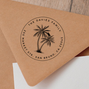 Sello Automático Palm Trees y apellidos Dirección de devolución red