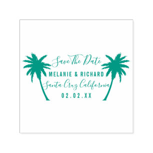 Sello Automático Palmeras Tropicales   Modern Save The Date Boda