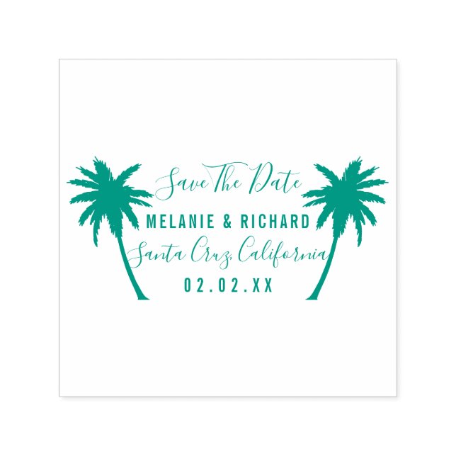 Sello Automático Palmeras Tropicales | Modern Save The Date Boda (Diseño)
