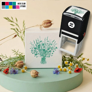 Sello Automático Papelería de Boda Botánica Ramo de Flor Silvestre