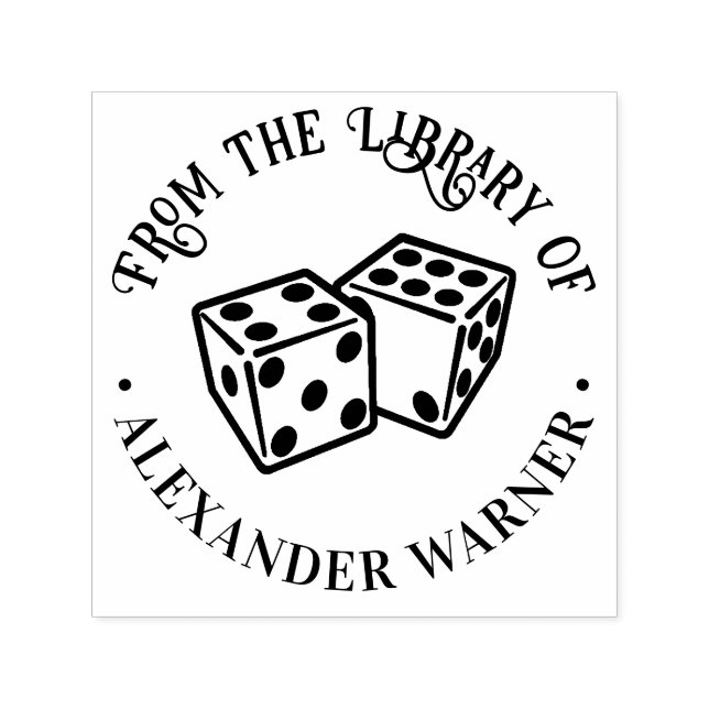 Sello Automático Par de Dados Juegos de Casino de Apuestas Bibliote (Diseño)