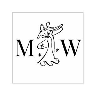 Sello Automático Pare de bailarines #1 Boda 2 Monograma inicial