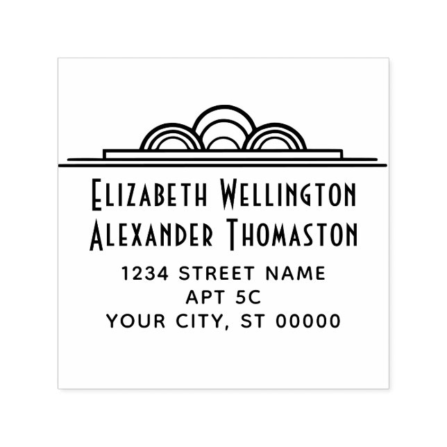 Sello Automático Pareja Art Deco Dos Nombre #3 Dirección Ret Emboss (Diseño)