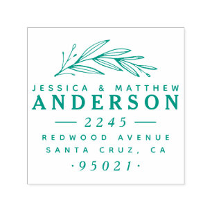 Sello Automático Pareja casada Elegante Dirección Botánica de Ret