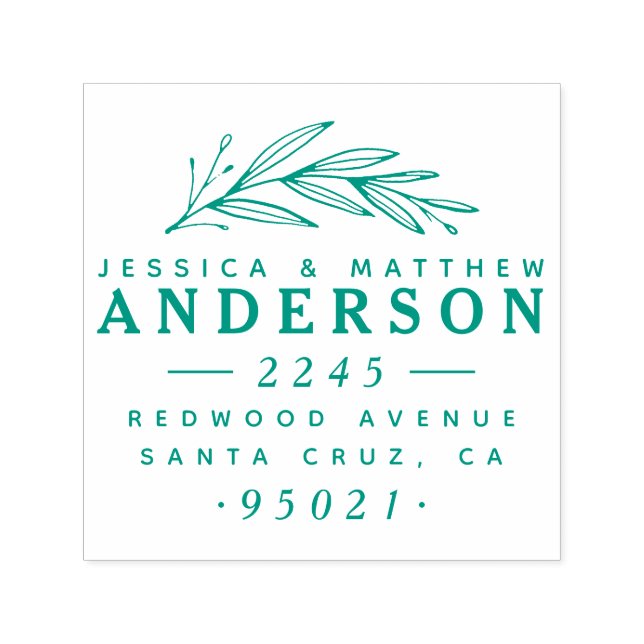 Sello Automático Pareja casada Elegante Dirección de Retorno Botáni (Diseño)