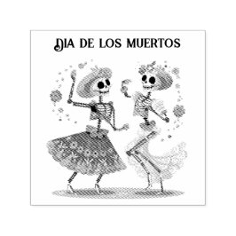 Sello Automático Pareja de Esqueleto Bailando Custom Día de los Mue