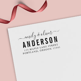 Sello Automático Pareja de guión de moda Negrita Apellido Dirección