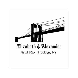 Sello Automático Pareja de novios en el puente de Brooklyn NYC Fech
