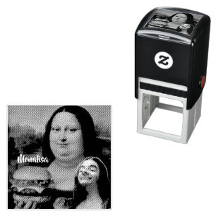 Sello Automático Parodia divertida de la Mona Lisa y el Sr. Bin