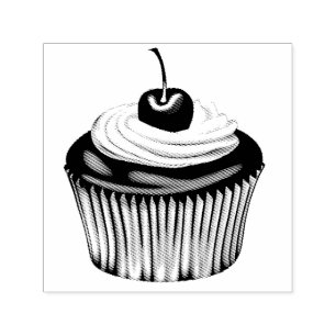 Sello Automático Pastel con crema batida y cereza encima