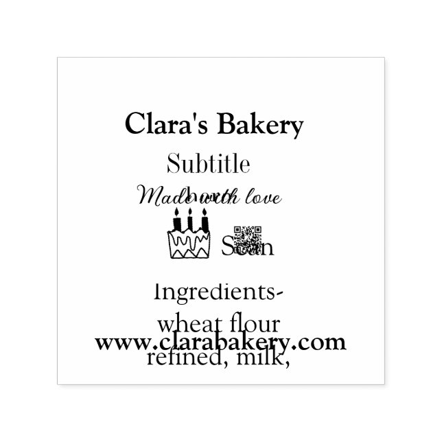 Sello Automático Pastel de panadería agregar ingredientes hechos co (Diseño)