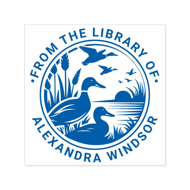 Sello Automático Patos Rústicos en Juncos Nombre del Libro (Diseño)