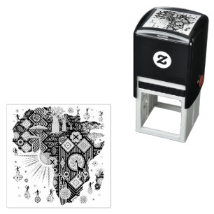 Sello Automático Patrón de elementos tribales decorativos del mapa 