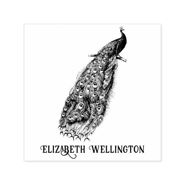 Sello Automático Pavo Real Elegante en un nombre de sucursal (Diseño)