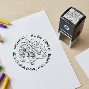 Sello Automático Pavo Real Personalizado de Dirección de Devolución