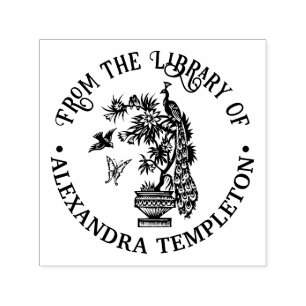 Sello Automático Peacock en planta mariposa Nombre del libro de la 