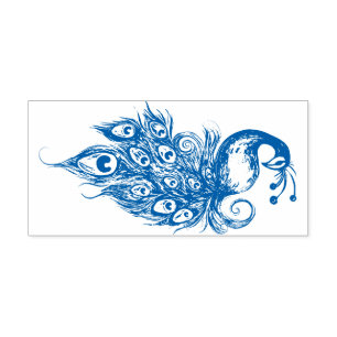 Sello Automático Peacock Feathers Peacocks Verde azulados