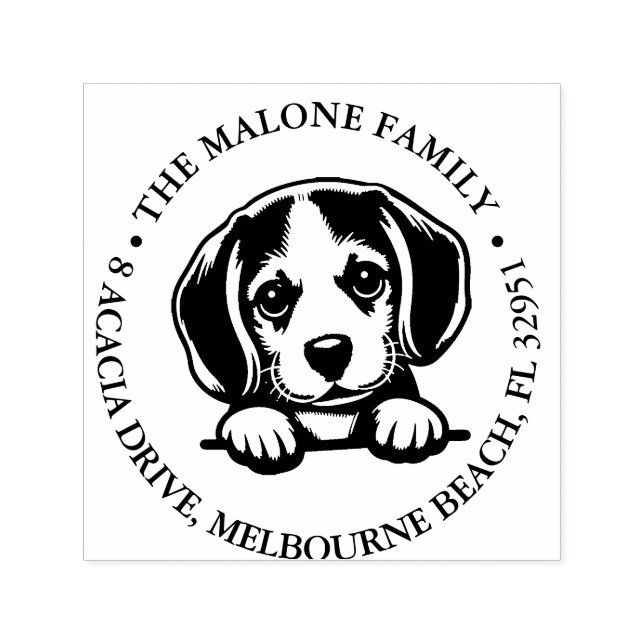 Sello Automático Peeking Beagle Puppy Tema Personalizado (Diseño)