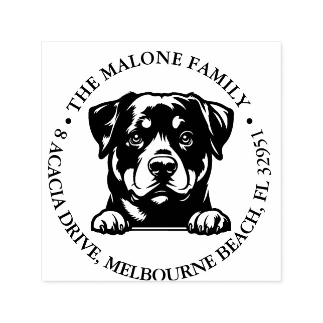 Sello Automático Peeking Rockweiler Puppy Tema Personalizado (Diseño)