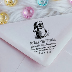 Sello Automático Penguin Vintage Baby Penguin Santa Hat navidades