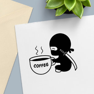 Sello Automático Pequeño Ninja con Gran Taza de Café
