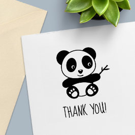 Sello Automático Pequeño y lindo Panda sosteniendo un palo de bambú