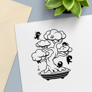 Sello Automático Pequeños Ninjas en Árbol Bonsái