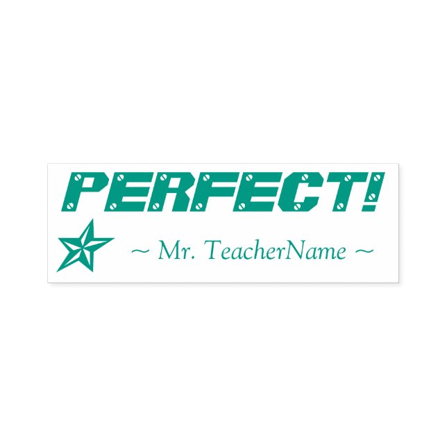 Sello Automático "¡PERFECTO!" + Personalizado Nombre del profesor S (Diseño)
