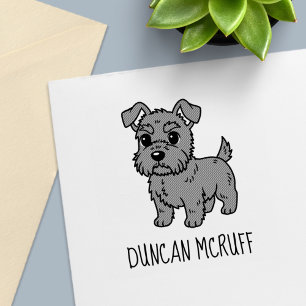 Sello Automático Perro Cute Scottish Terrier Nombre Personalizado