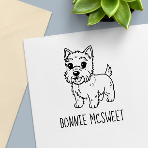 Sello Automático Perro Cute West Highland Terrier Nombre Personaliz