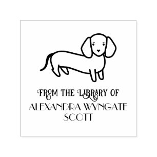 Sello Automático Perro Dachshund “De la biblioteca de” Nombre Libro
