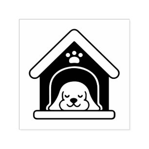 Sello Automático Perro durmiendo en caseta de perro imagen solament