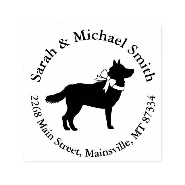 Sello Automático Perro Husky Siberiano Baby Shower Gris porcino (Diseño)