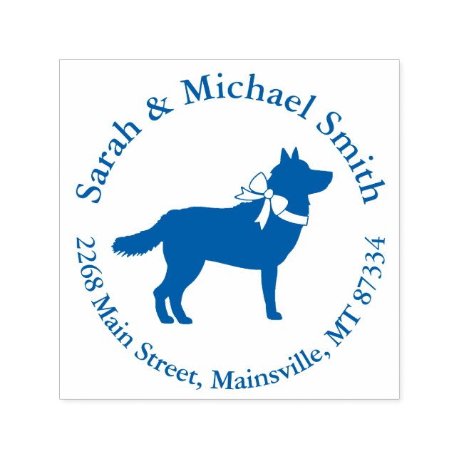 Sello Automático Perro Husky Siberiano Baby Shower Puppy Blue Boy (Diseño)