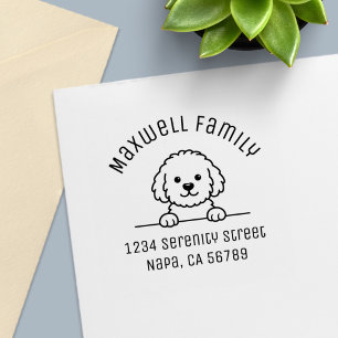 Sello Automático Perro mestizo de caniche Doodle mascota familia di
