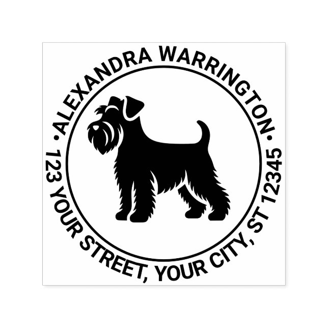 Sello Automático Perro Mini Schnauzer de pie Sil Nombre Ret Direcci (Diseño)