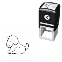 Sello Automático Perro sentado de dibujos animados divertido