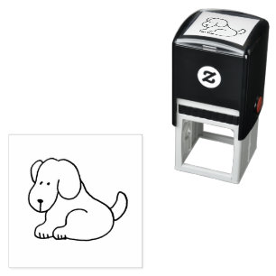 Sello Automático Perro sentado de dibujos animados divertido