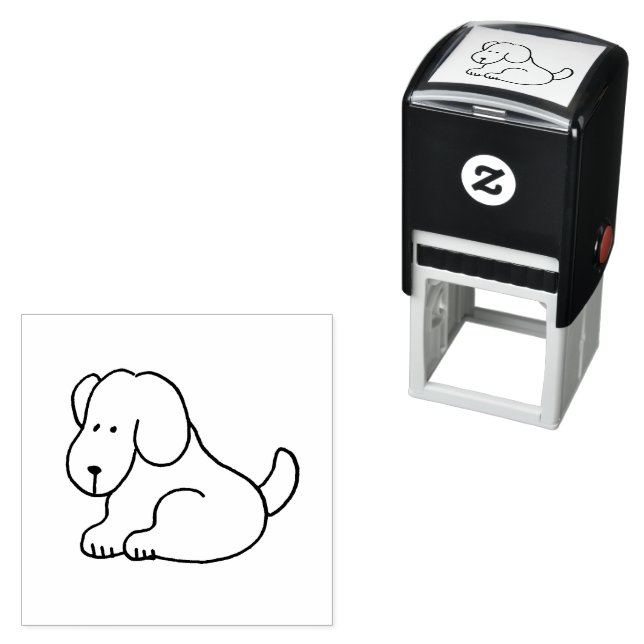 Sello Automático Perro sentado de dibujos animados divertido (In Situ)