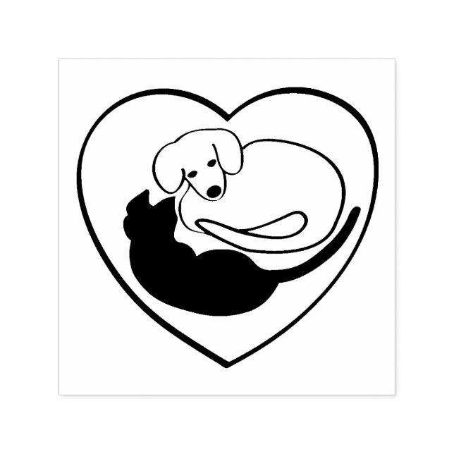 Sello Automático Perro y gato / Cachorro y corazón gitano (Diseño)