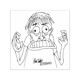 Sello Automático personaje de dibujos animados con pánico