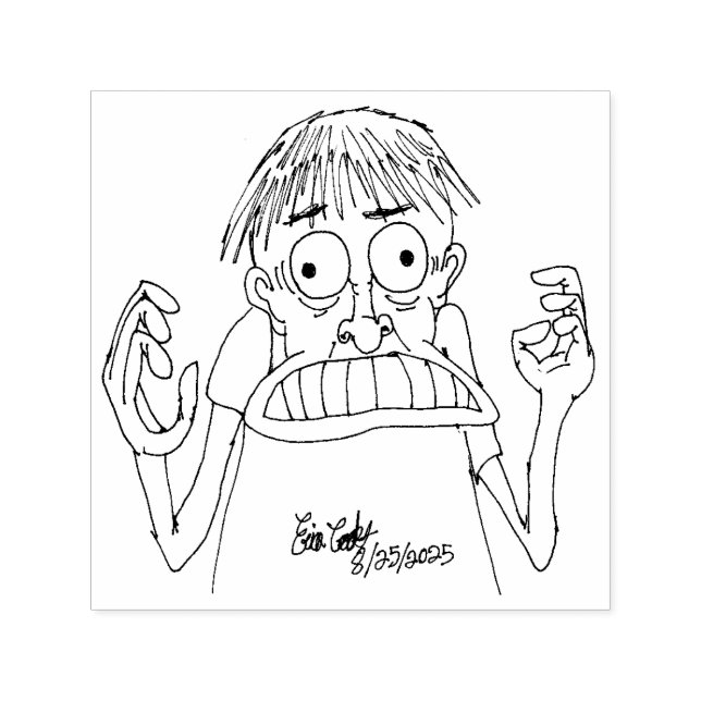 Sello Automático personaje de dibujos animados con pánico (Diseño)